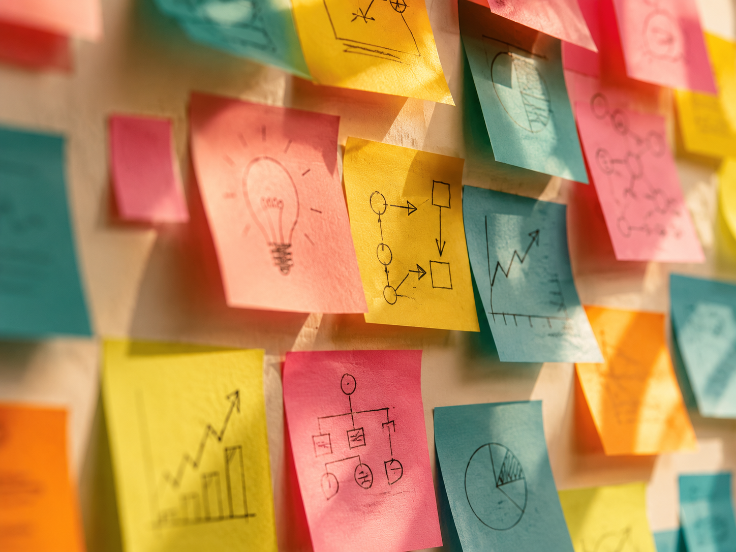 Post-its an einer Wand